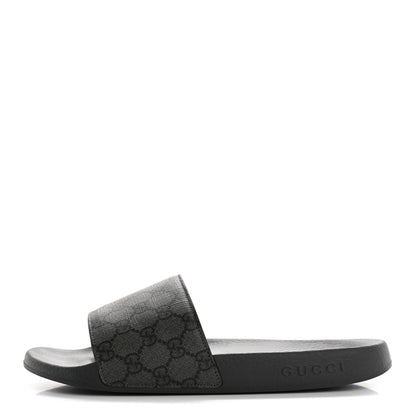 Gucci GG Supreme Monogram Mens Slide Sandals 9 Grey Black 1 of 9
