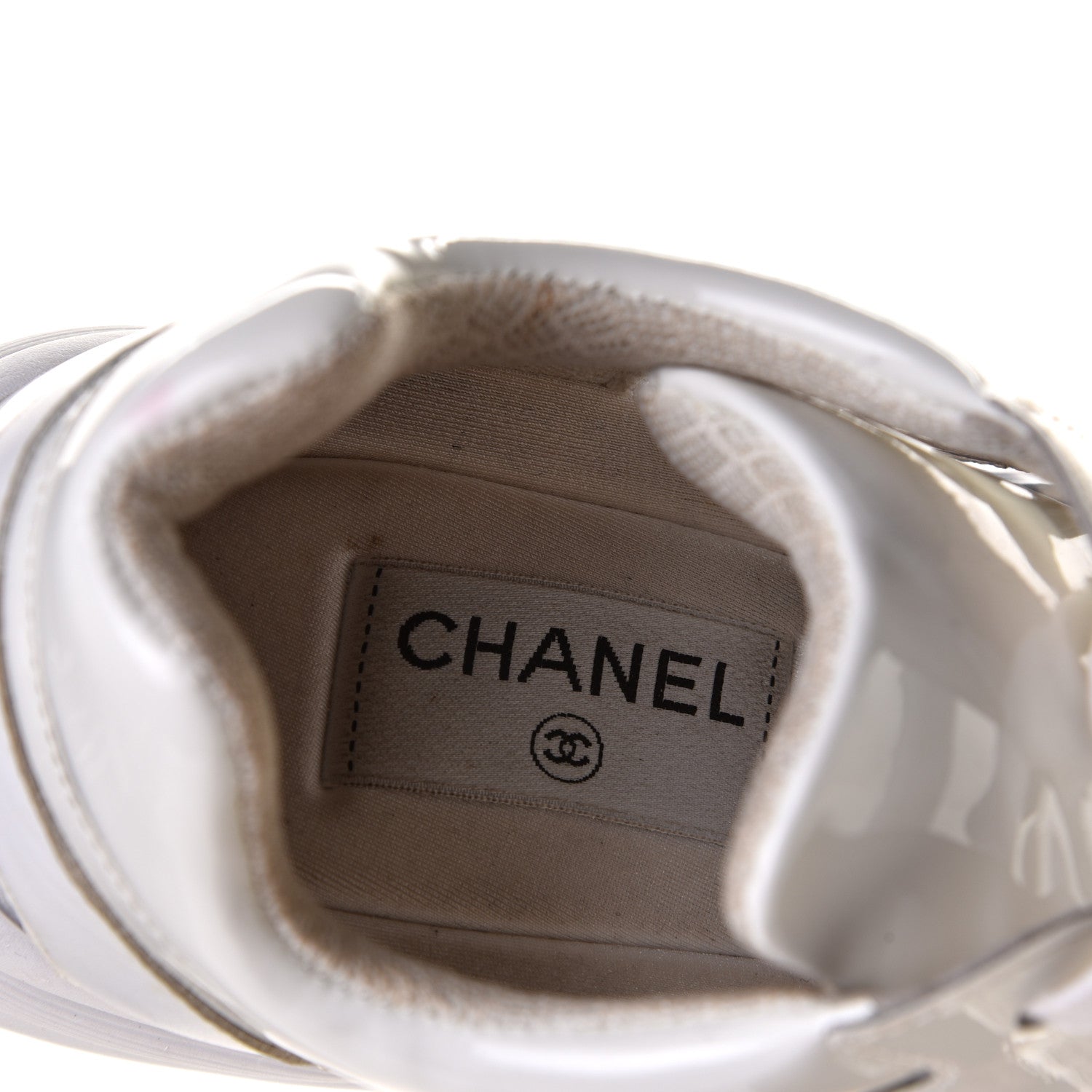 Chanel Calfskin Patent Transparent Womens CC Sneakers 38.5 White 11 of 18