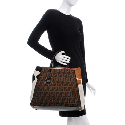 Fendi Calf Hair Zucca Large 2Jours Tote Tobacco Multicolor 2 of 12