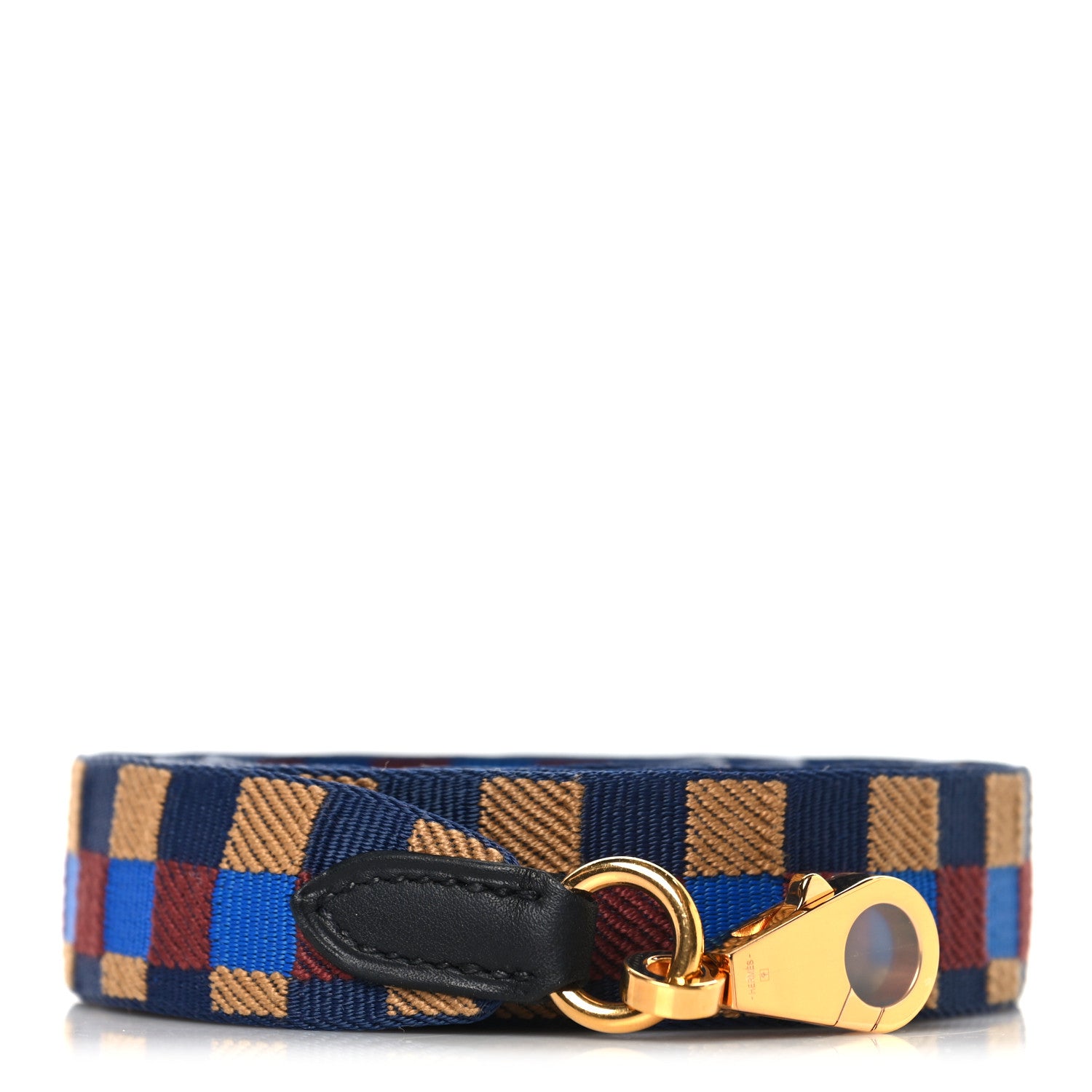 Hermes Toile Swift 25mm Maxi Quadrille Shoulder Strap Bleu Billard Biscuit Rouge H Black 1 of 4