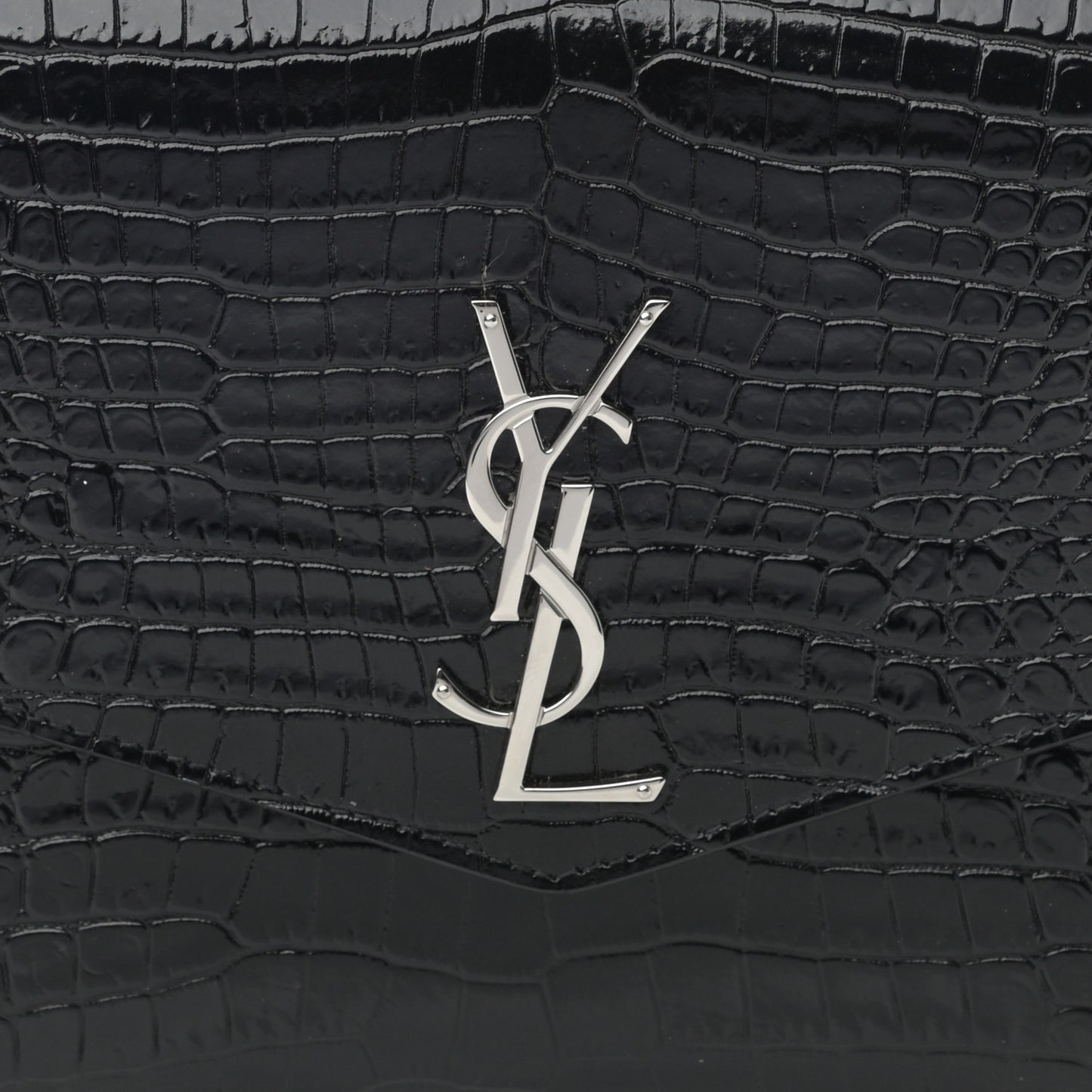 Calfskin Crocodile Embossed Monogram Mini Uptown Crossbody Black