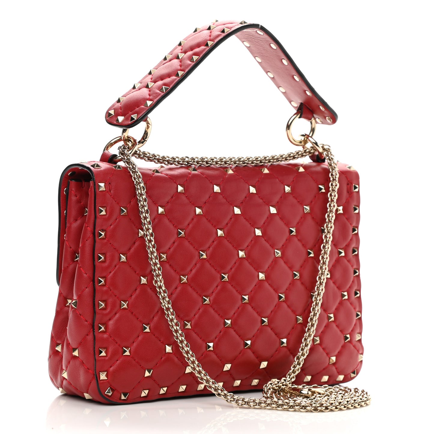 Nappa Medium Rockstud Spike Shoulder Bag Rosso Valentino