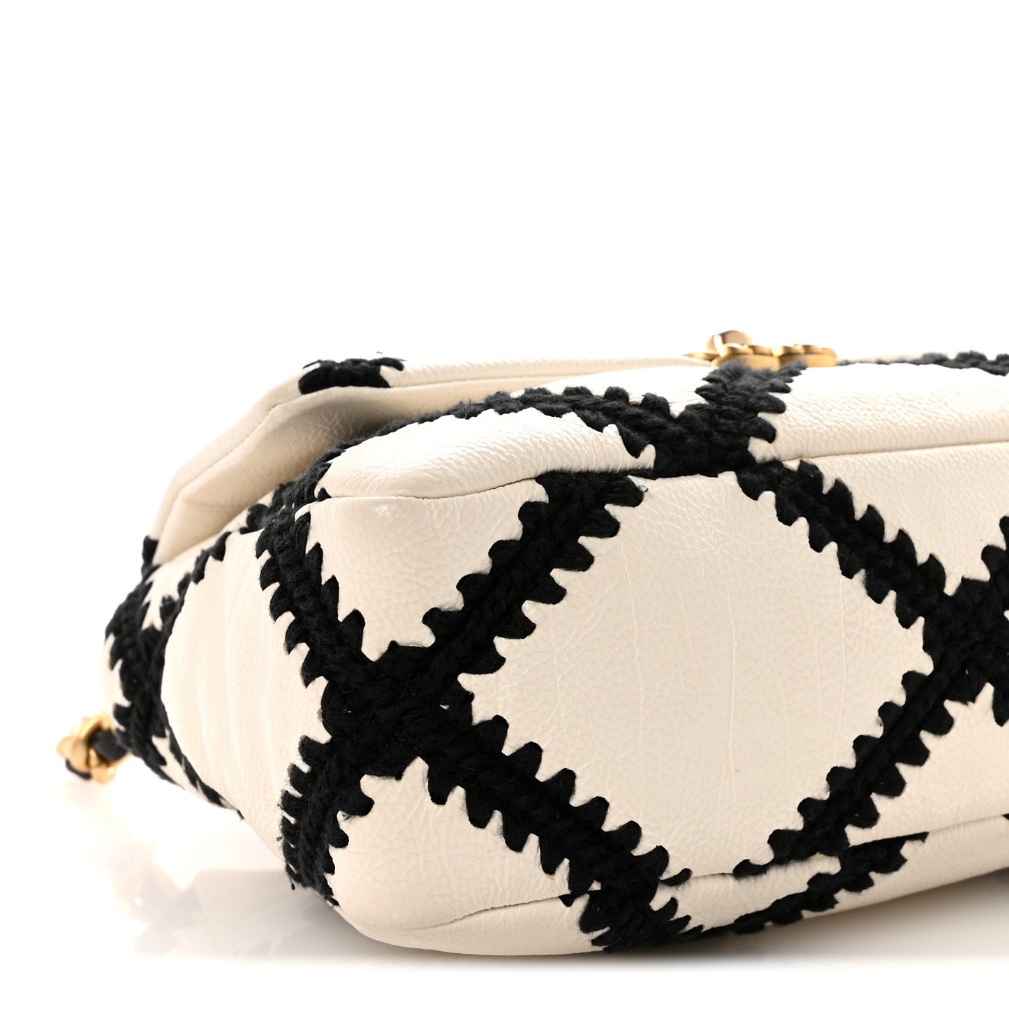 Calfskin Crochet Medium Chanel 19 Flap White Black
