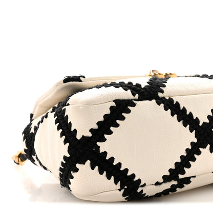 Chanel Calfskin Crochet Medium Chanel 19 Flap White Black 9 of 11