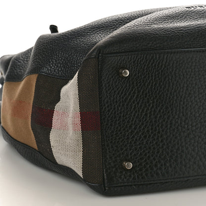 Burberry Grainy Calfskin House Check Medium Maidstone Black 7 of 8