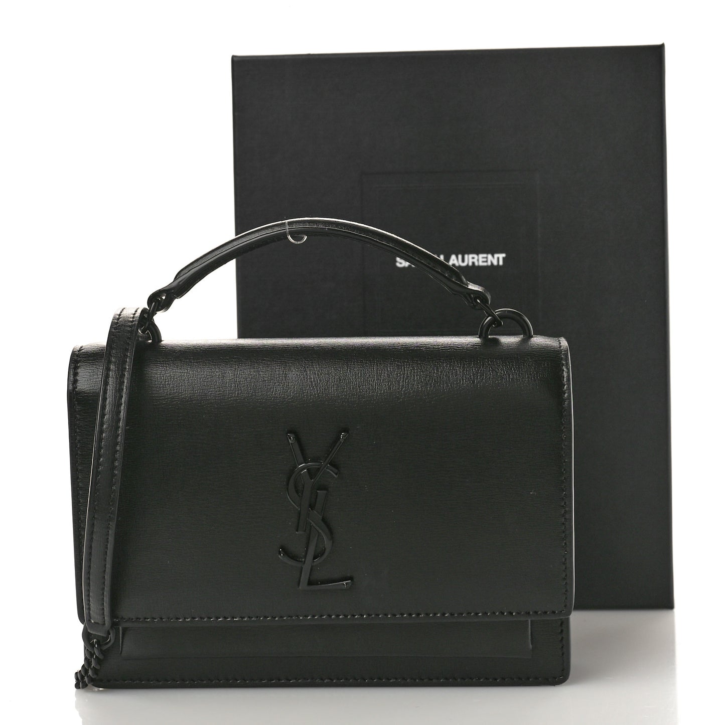 Calfskin Monogram Sunset Chain Wallet Black