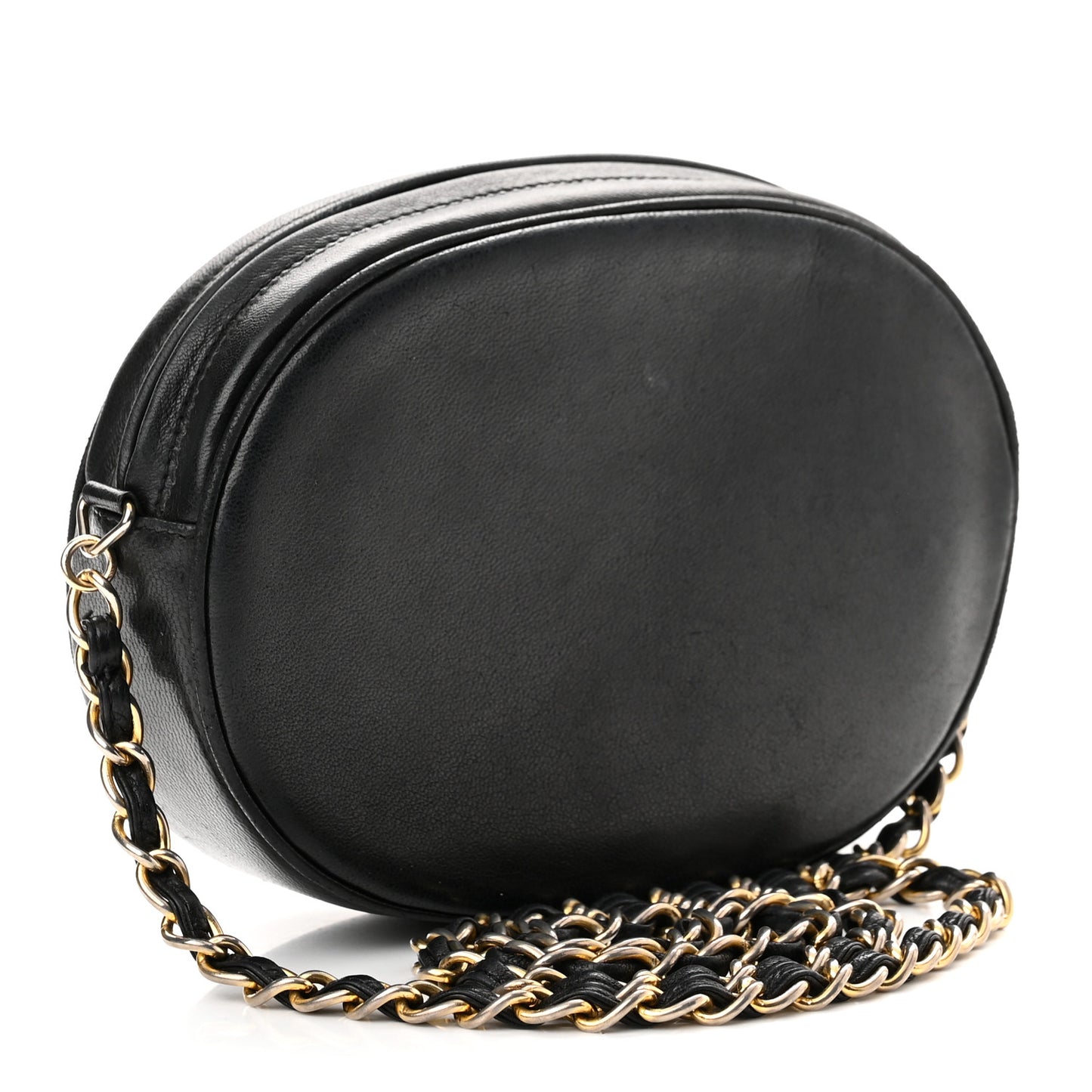 Lambskin Tassel Round Camera Case Black