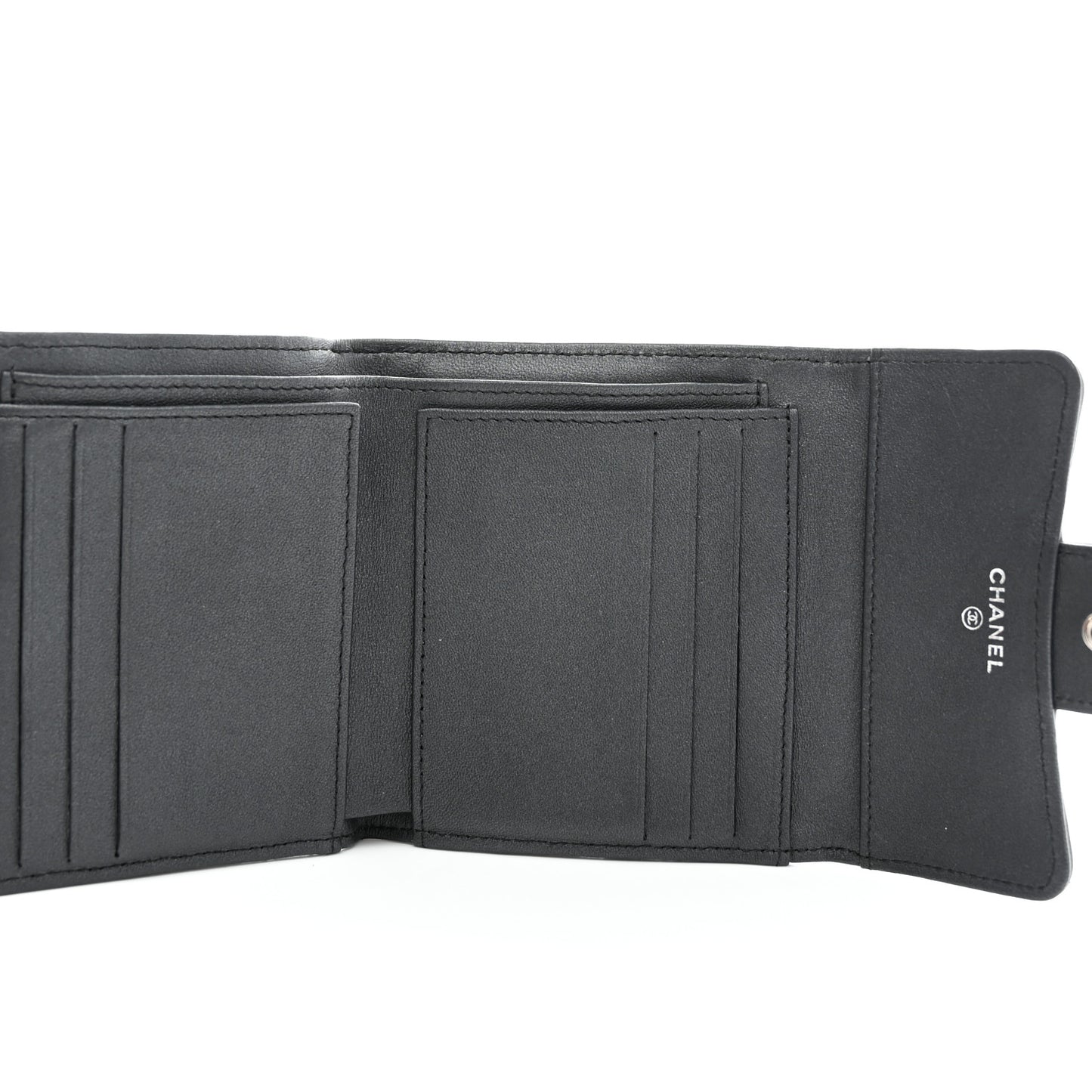 Lambskin Quilted Compact Flap Wallet So Black