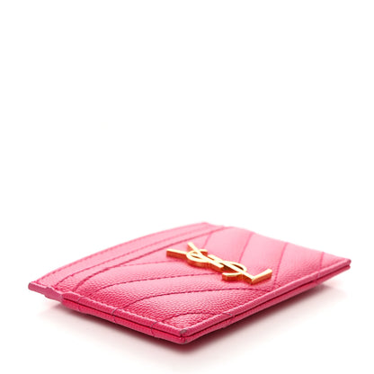 Saint Laurent Grain De Poudre Matelasse Chevron Monogram Credit Card Case 4 of 9