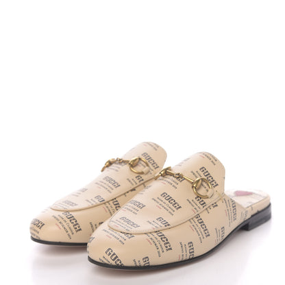 Gucci Calfskin Stamp Print Womens Princetown Slippers 35.5 Soy Black 3 of 9
