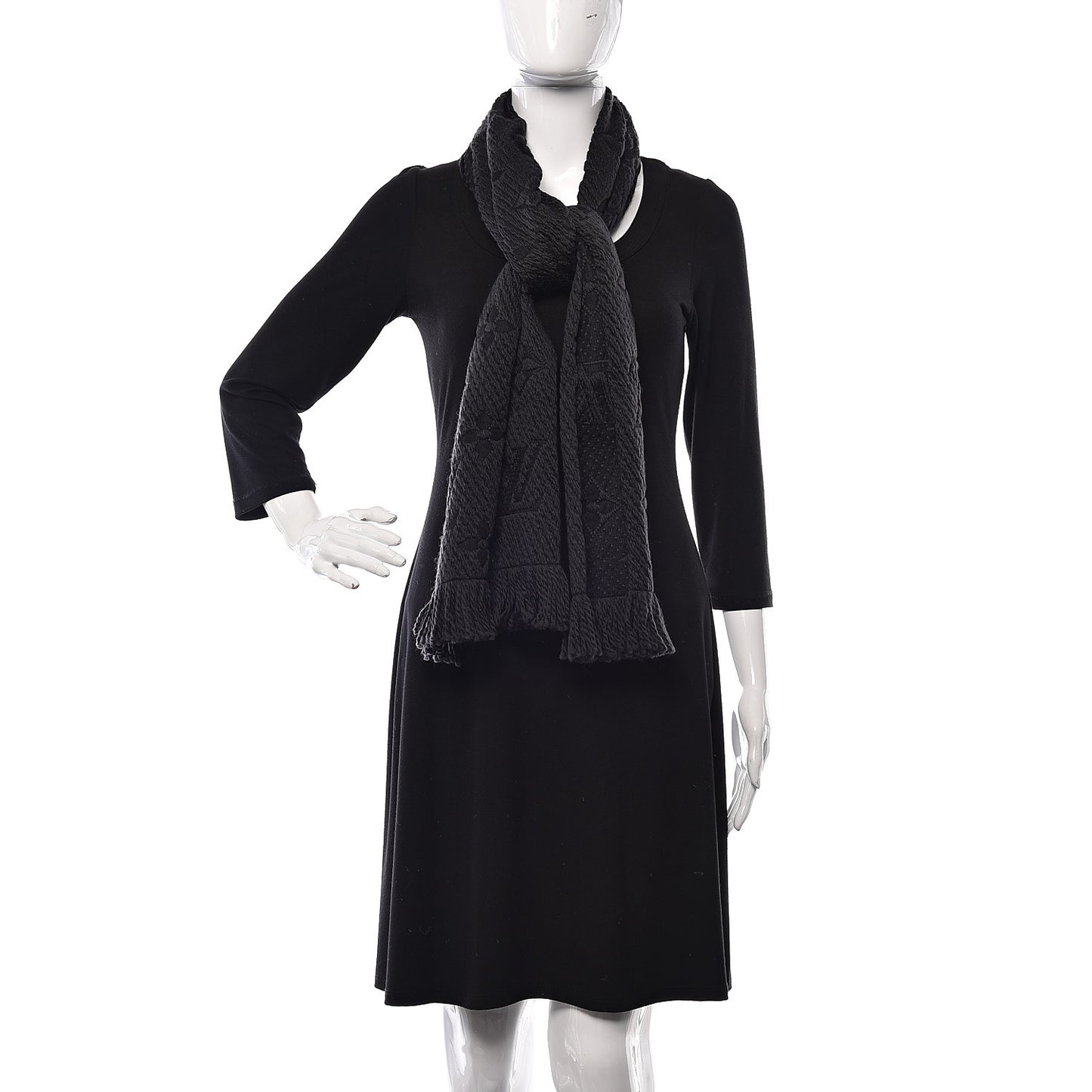 Wool Silk Logomania Scarf Black