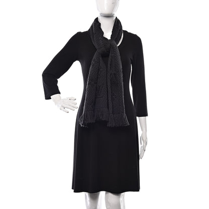 Louis Vuitton Wool Silk Logomania Scarf Black 2 of 4