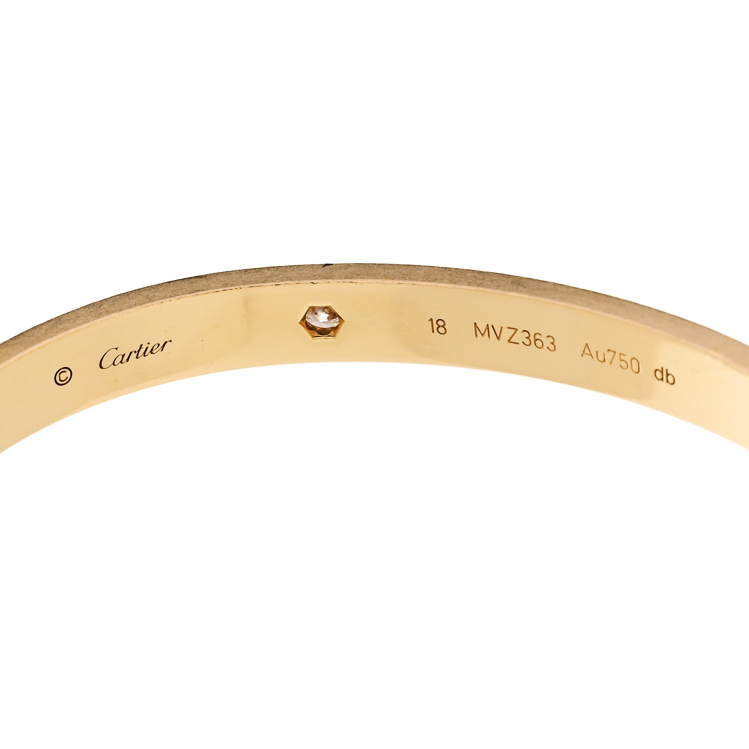 Cartier 18K Yellow Gold 4 Diamond LOVE Bracelet 18 6 of 9