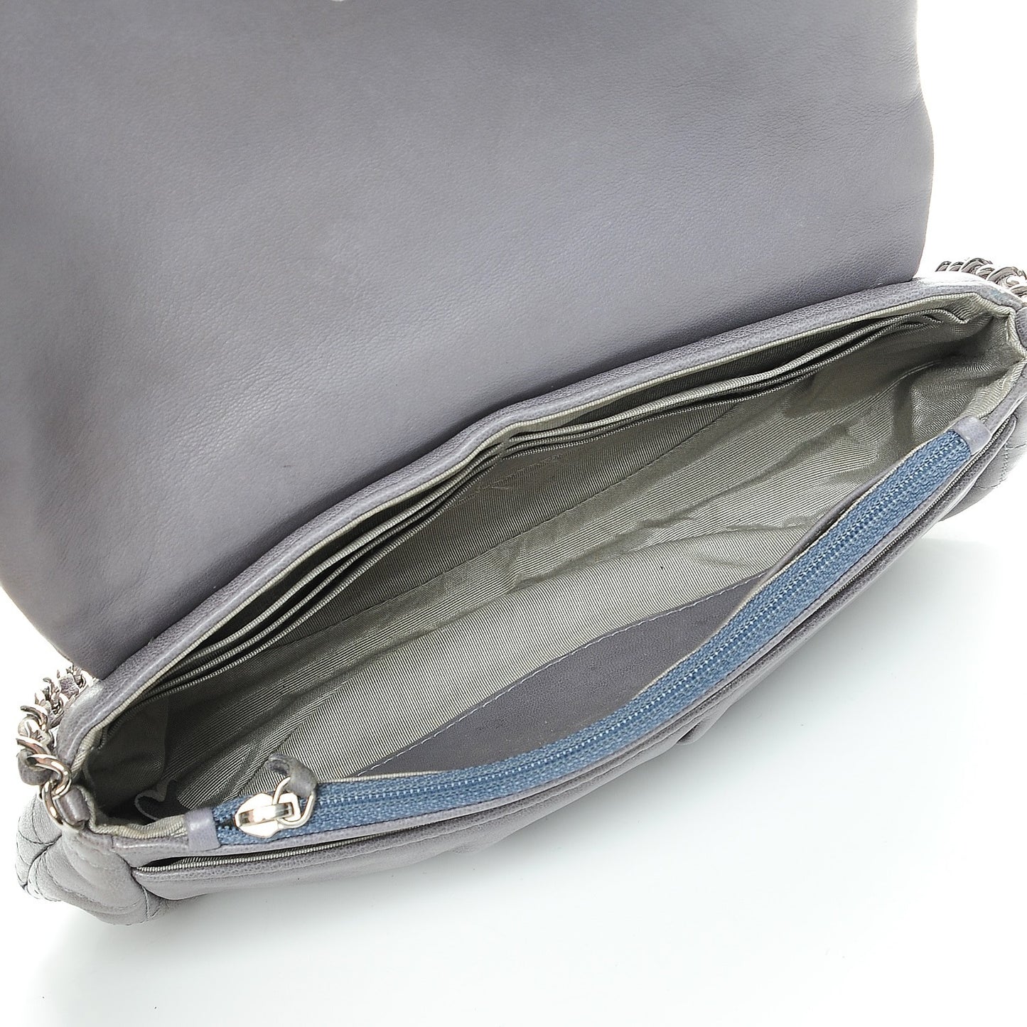 Lambskin Half Moon Wallet On Chain WOC Blue