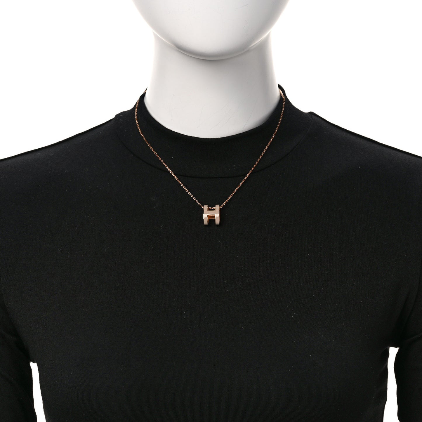 Lacquered Rose Gold Pop H Pendant Necklace Marron Glace