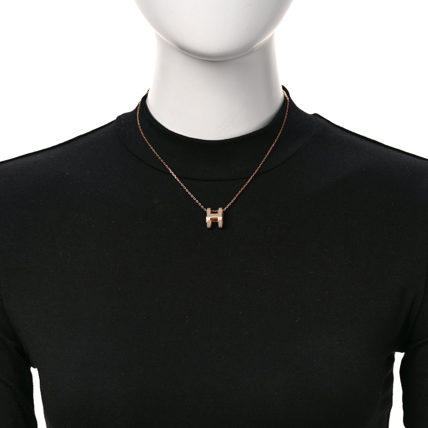 Hermes Lacquered Rose Gold Pop H Pendant Necklace Marron Glace 2 of 4