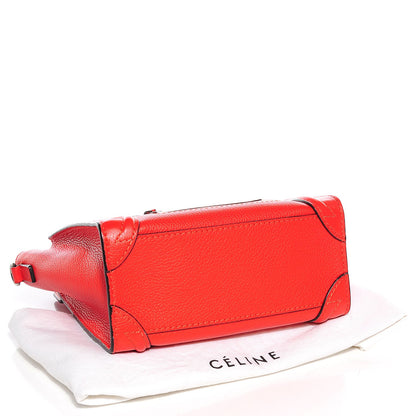 Celine Drummed Calfskin Nano Luggage Vermillion 4 of 8