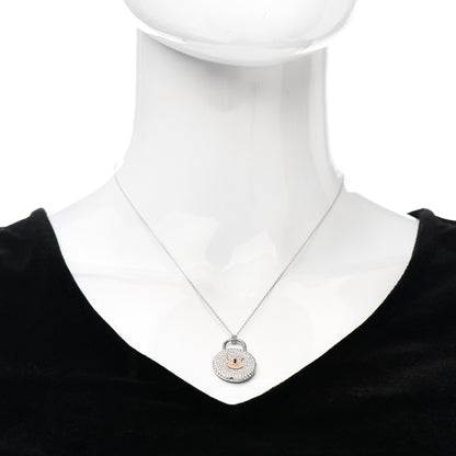 Tiffany Platinum 18K Rose Gold Diamond Vintage Lock Pendant Necklace 2 of 8