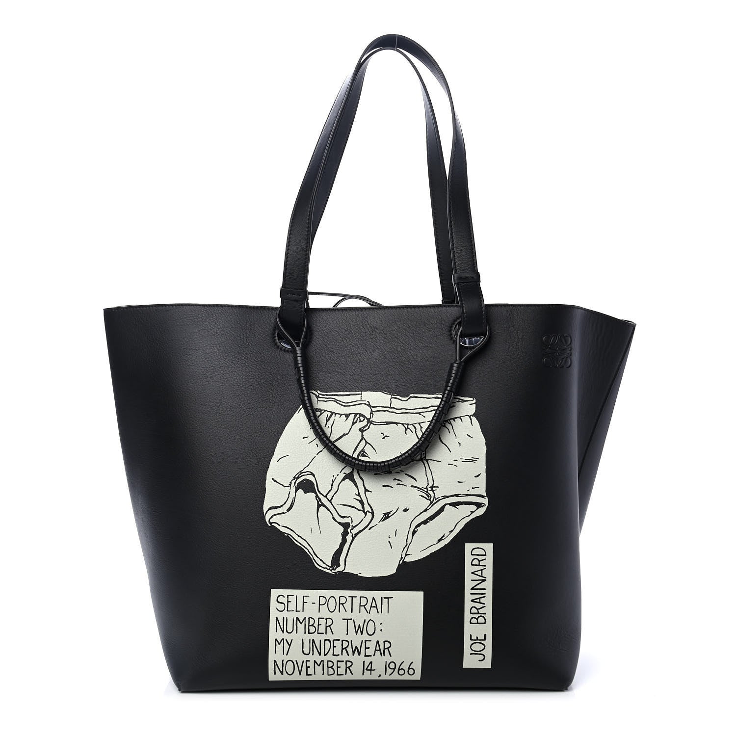 Loewe X JOE BRAINARD Calfskin Underwear Print Large Double Handle Tote Black 1 of 4