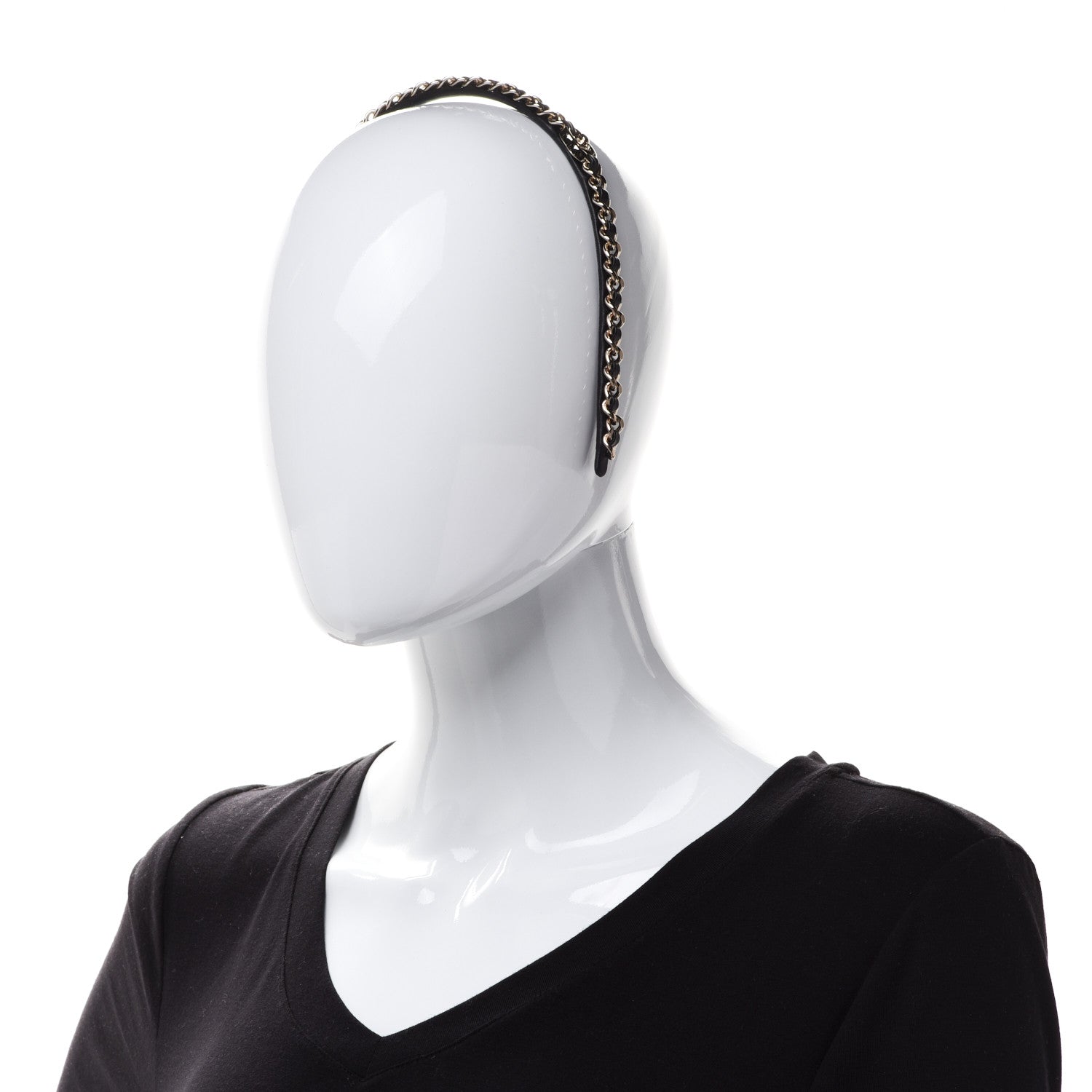 Chanel Metal Lambskin CC Turnlock Chain Headband Gold Black 2 of 6