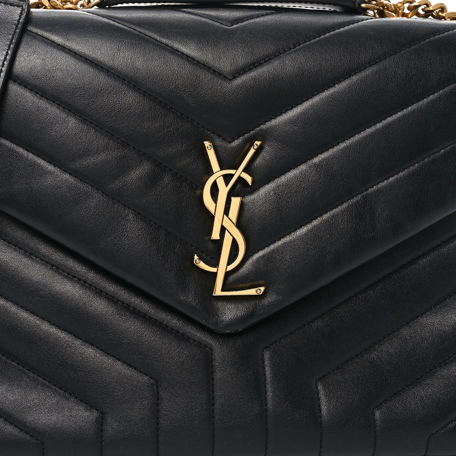 Saint Laurent Calfskin Y Quilted Monogram Medium Loulou Chain Satchel Black 12 of 18