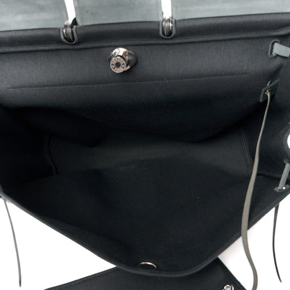 Hermes Military Toile Vache Hunter Herbag Zip Retourne Cabine Bag Black 6 of 12