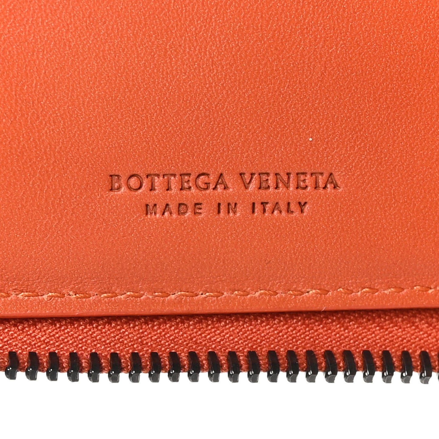 Nappa Intrecciato Zip Around Compact Wallet Brique