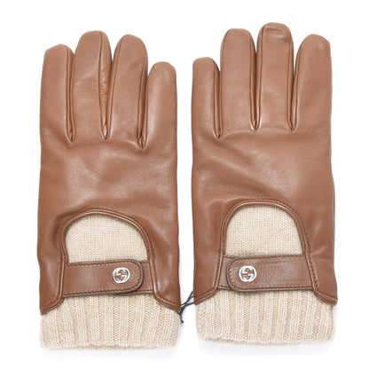 Gucci Nappa Cashmere Driving Gloves 9 Brown 1 of 4