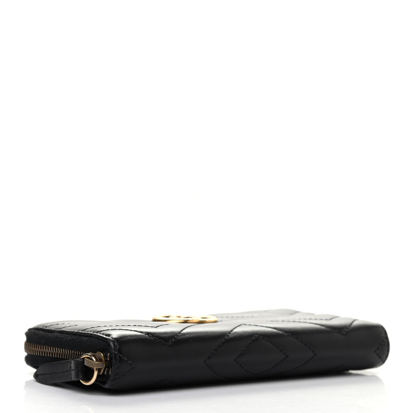 Calfskin Matelasse GG Marmont Zip Around Wallet Black
