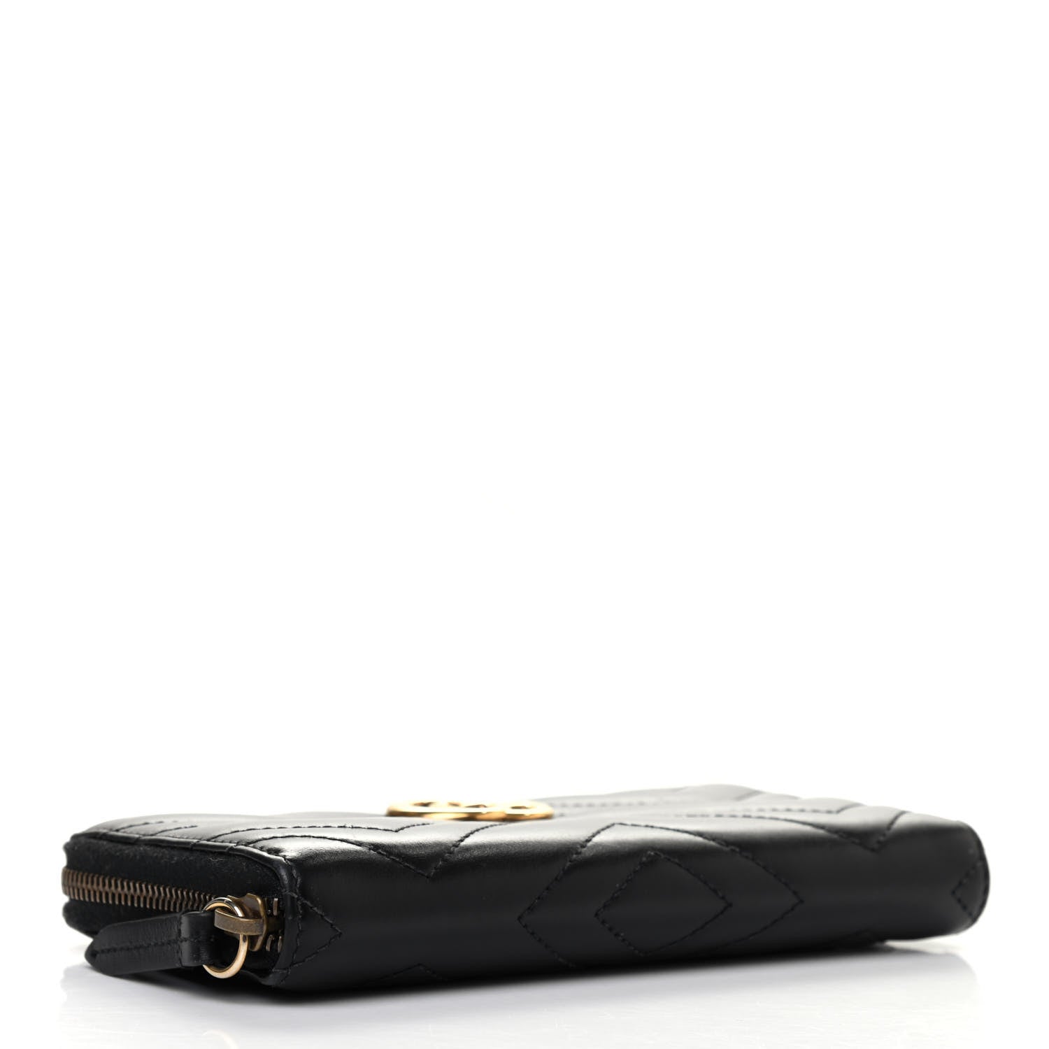 Gucci Calfskin Matelasse GG Marmont Zip Around Wallet Black 4 of 7