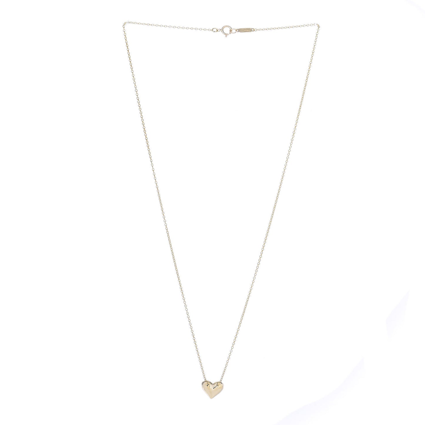 18K Yellow Gold Small Puff Heart Pendant Necklace