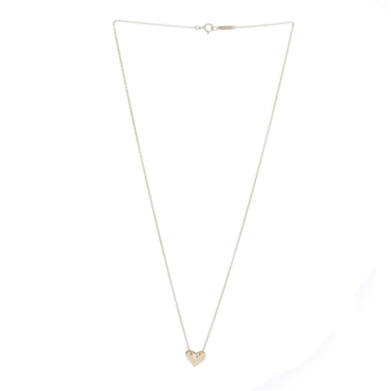 Tiffany 18K Yellow Gold Small Puff Heart Pendant Necklace 3 of 5
