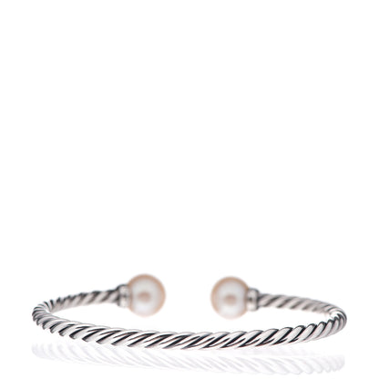 David Yurman Sterling Silver Diamond Pearl 9mm Solari Bracelet 2 of 4