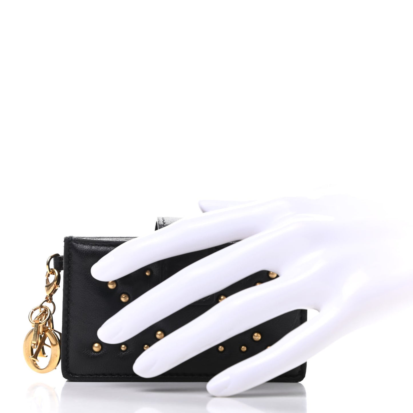 Lambskin Studded Cannage Lady Dior 5-Gusset Card Holder Black
