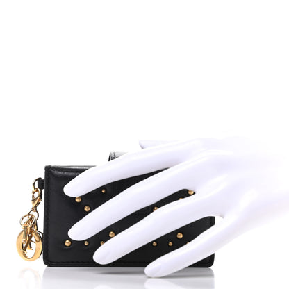Christian Dior Lambskin Studded Cannage Lady Dior 5-Gusset Card Holder Black 2 of 11
