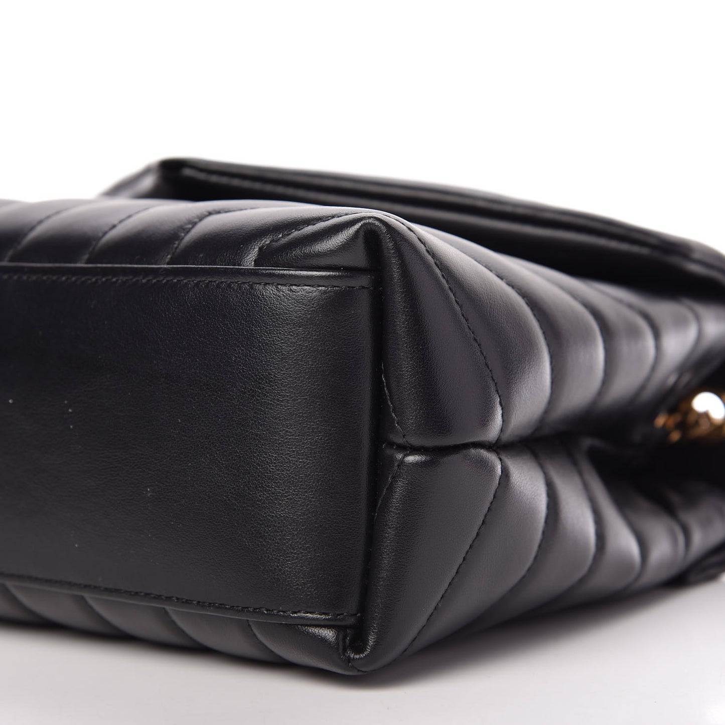 Calfskin Y Quilted Monogram Small Loulou Chain Satchel Black