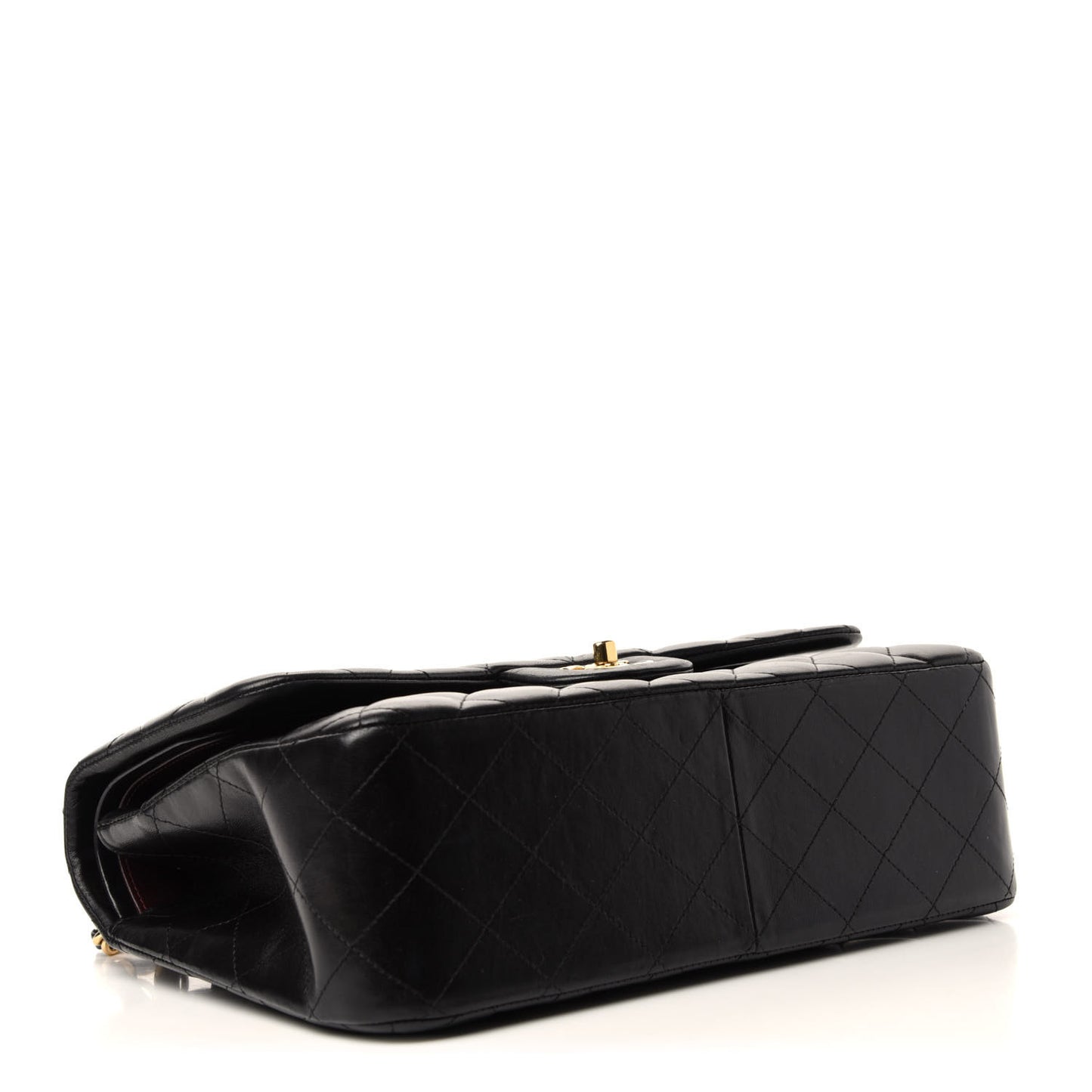 Lambskin Quilted Jumbo Double Flap Black