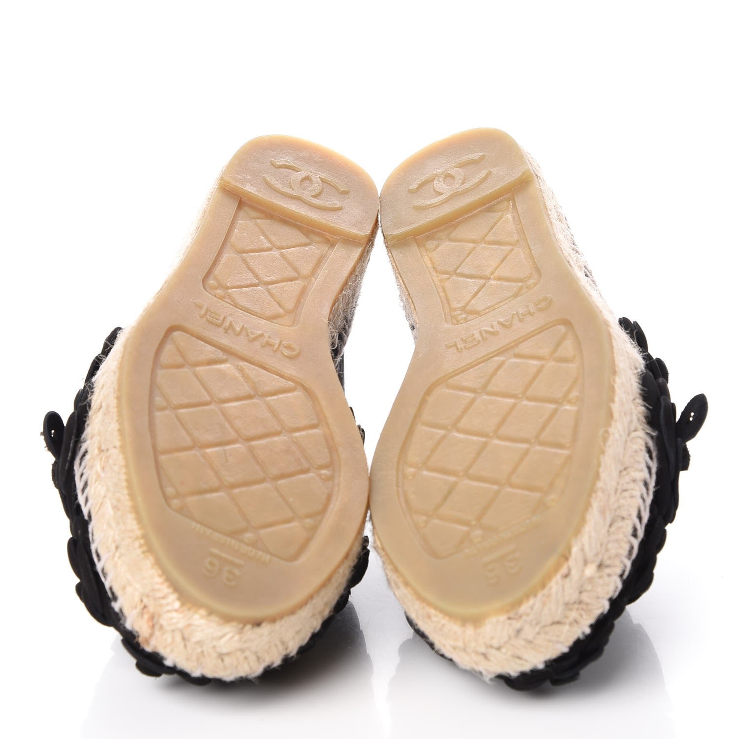 Chanel Lambskin Camellia CC Espadrilles 36 Black 5 of 8