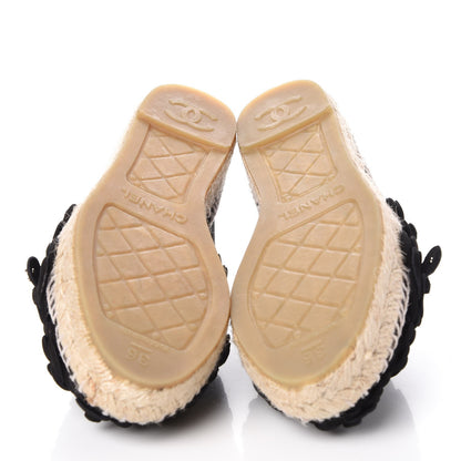 Chanel Lambskin Camellia CC Espadrilles 36 Black 5 of 8