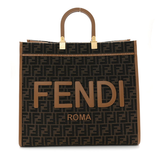 Fendi Fabric Jacquard FF 1974 Logo Large Fendi Sunshine Shopper