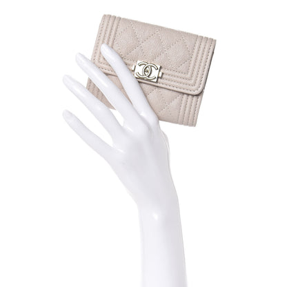 Chanel Iridescent Caviar Quilted Boy Card Holder Wallet Beige 2 of 8
