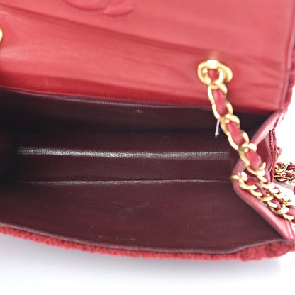 Chanel Velvet Quilted Tassel Small Single Flap Dark Red 4 of 12