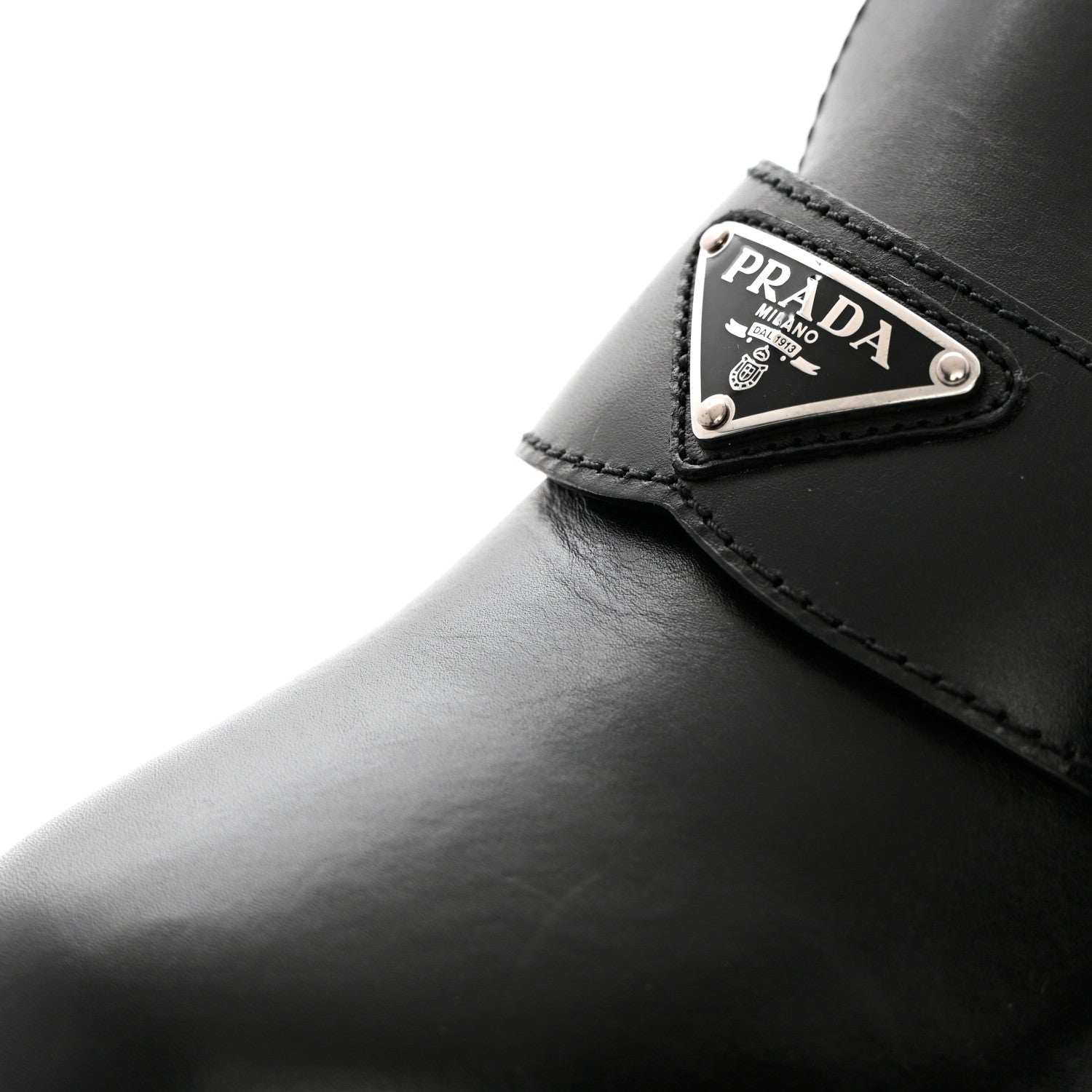 Prada Natural Calfskin Metal Triangle Logo 45mm Clogs 39 Black 10 of 11