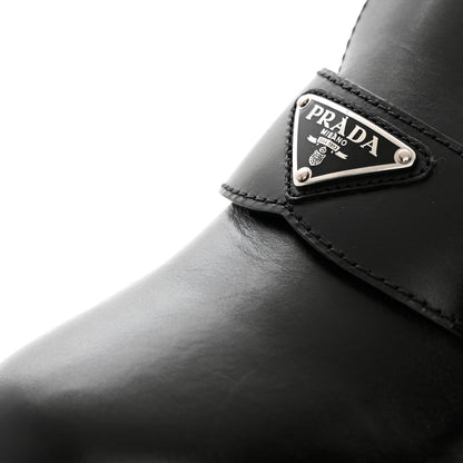 Prada Natural Calfskin Metal Triangle Logo 45mm Clogs 39 Black 10 of 11
