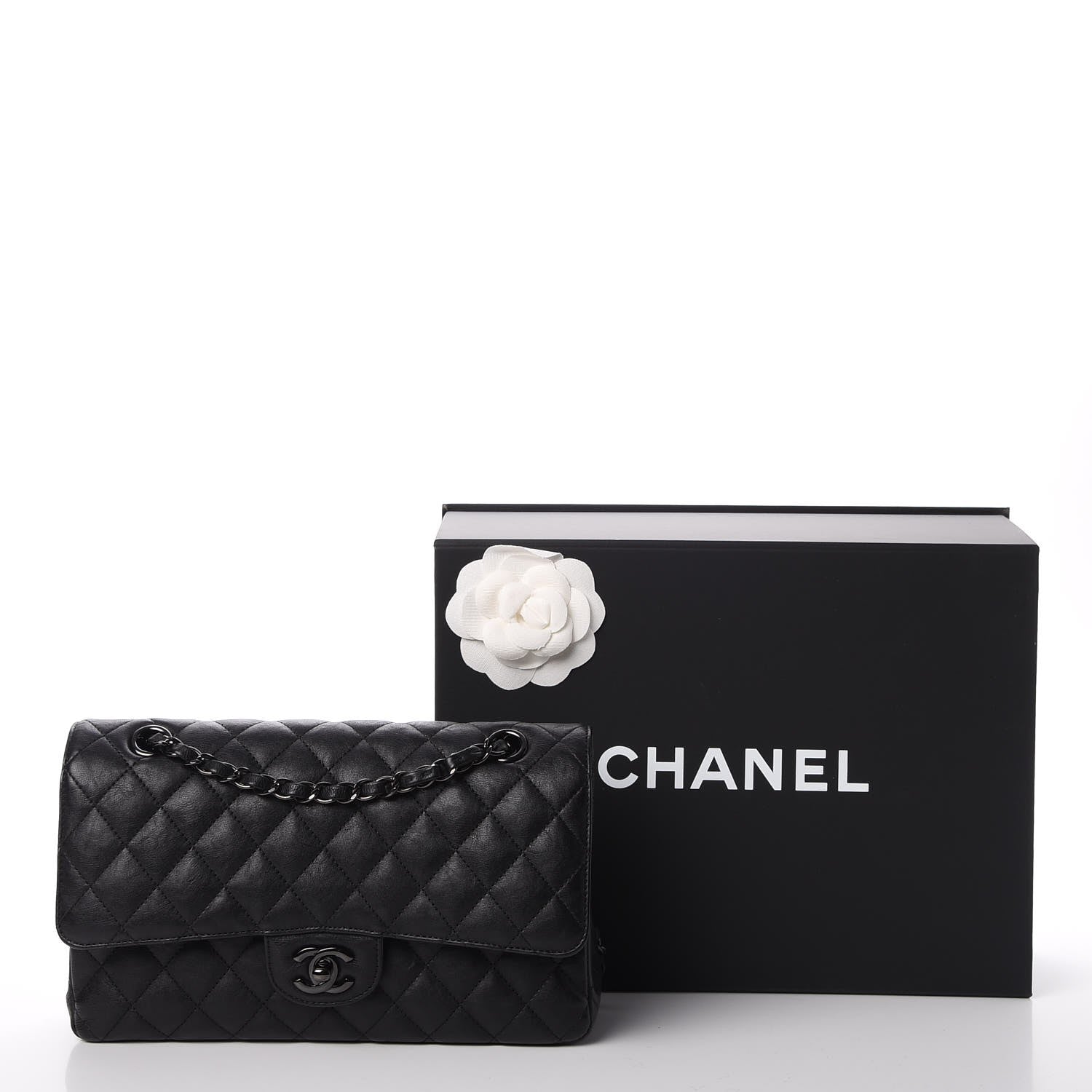 Chanel Crumpled Calfskin Quilted Medium Double Flap So Black 8 of 8