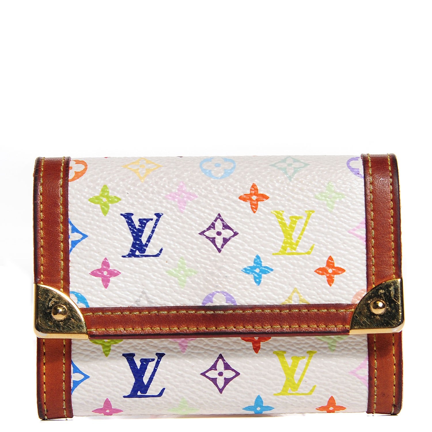 Louis Vuitton Monogram Multicolor Porte-Monnaie Plat Coin Purse White 1 of 7