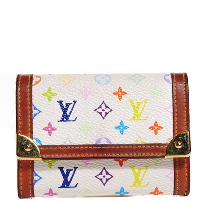 Louis Vuitton Monogram Multicolor Porte-Monnaie Plat Coin Purse White 1 of 7