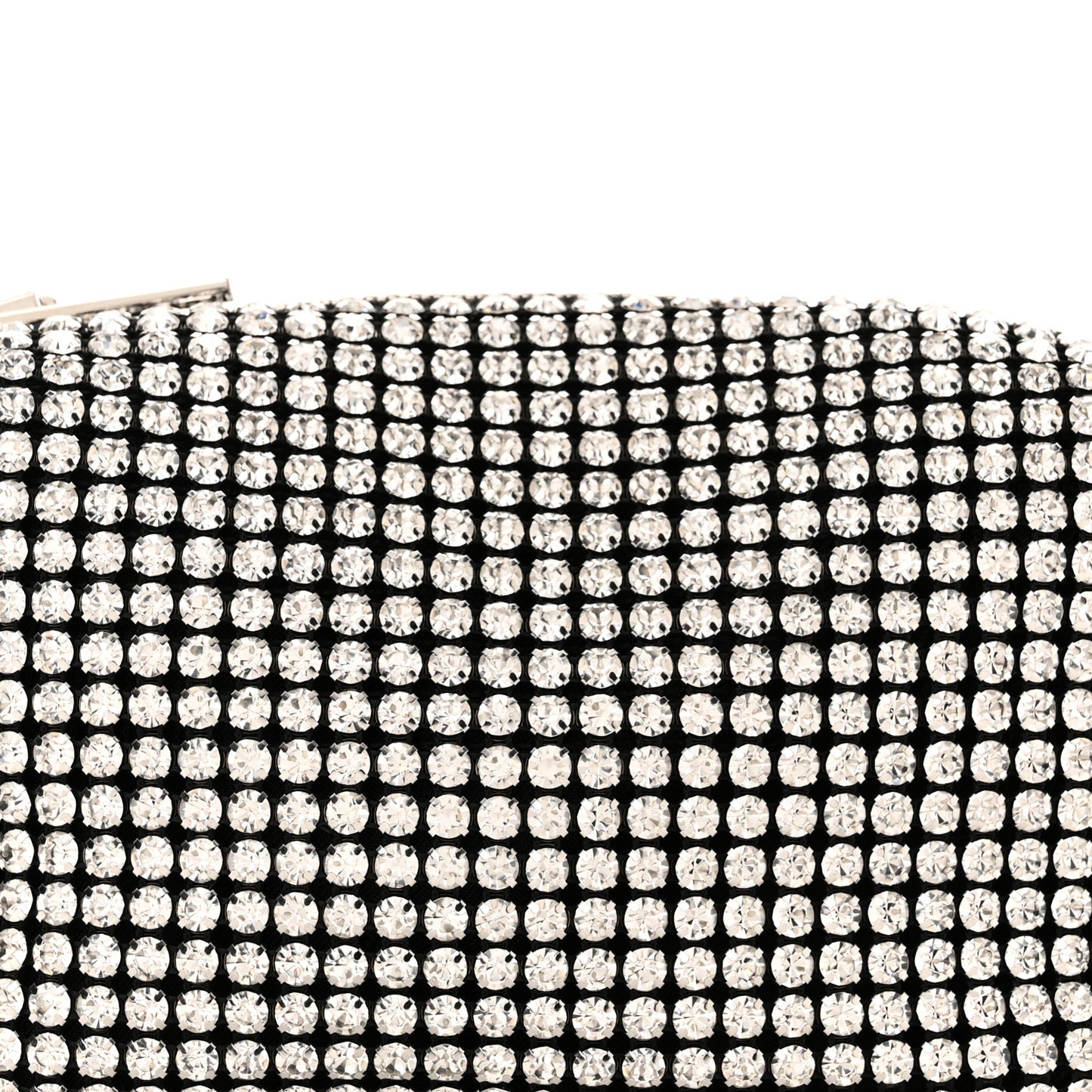 Mesh Crystal Rhinestone Mini Heiress Pouch Black Silver