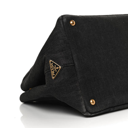 Prada Denim Logo Tote Black 9 of 10