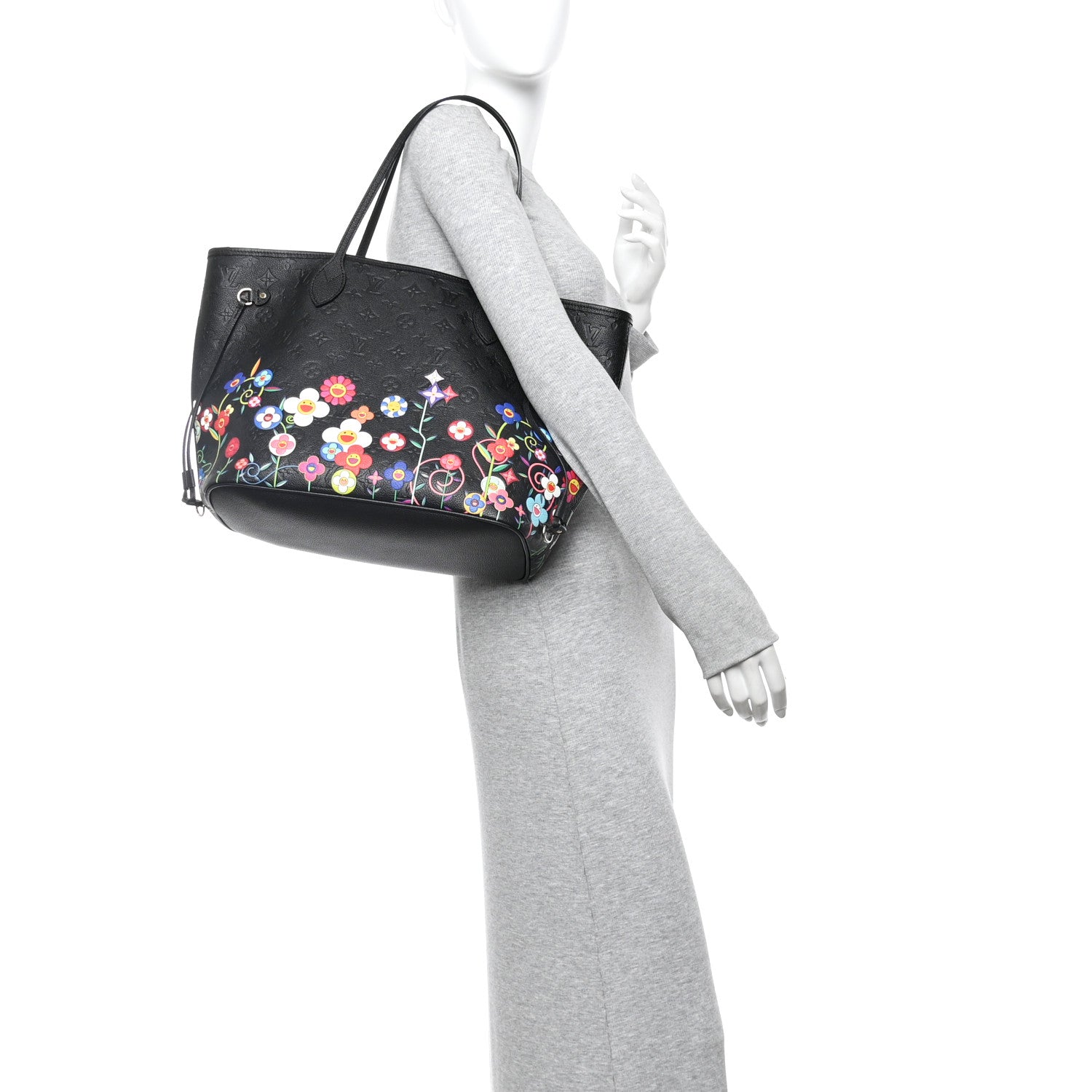 Louis Vuitton LV X TM Empreinte Flowers Neverfull MM Black 2 of 11